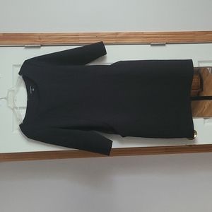 Black jacquard dress with pockets, 3/4 sleeves, women's size 12